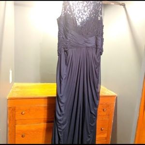 David's Bridal Marine Long Mesh Dress Corded Lace